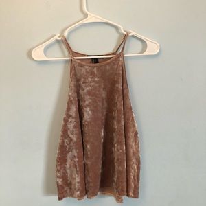 Gold velvet halter top